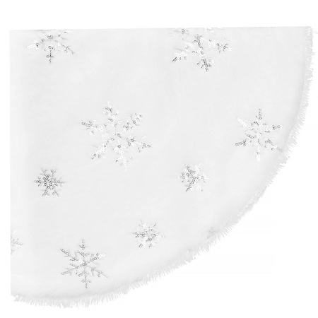 Dywanik pod choinkę 90 cm mata na prezenty biała w śnieżynki