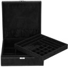 Kuferek, szkatułka na biżuterię 26x26x9 cm czarny, welurowy organizer z przegródkami