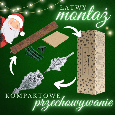 Choinka na pniu sztuczna, świerk śnieżony 220 cm