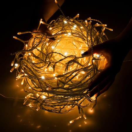 Kurtyna świetlna 1000 led girlanda 45 m lampki wewnętrzno-zewnętrzne sople ciepły biały z zimnym białym flash