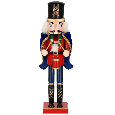Dziadek do orzechów 38 cm drewniany żołnierzyk z peleryną multikolor, figurka świąteczna