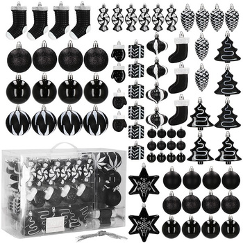 Bombki choinkowe 77 szt. czarny zestaw choinkowy