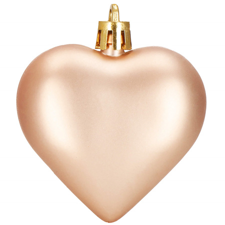 Bombki choinkowe 7 cm dekoracje świąteczne 8 szt. nietłukące serca, rose gold