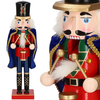 Dziadek do orzechów 38 cm drewniany żołnierzyk z peleryną multikolor, figurka świąteczna
