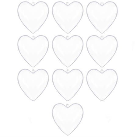 Bombki akrylowe 10cm serce plastikowe decoupage zestaw 10 szt.
