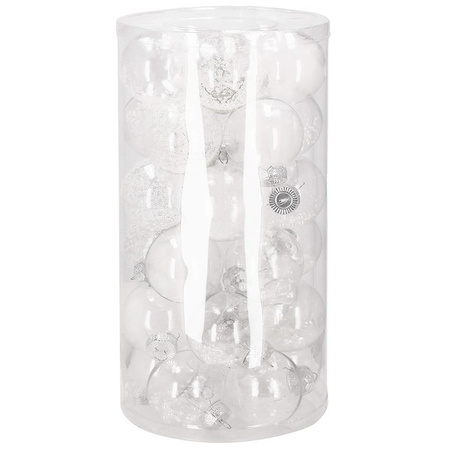 Bombki choinkowe 30 szt. przeźroczysty 7 cm zestaw choinkowy