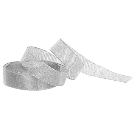 Wstążka dekoracyjna srebrna do kokard 22m taśma