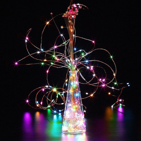 Lampki choinkowe 100 Led z pilotem druciki na baterie multikolor wodoszczelne