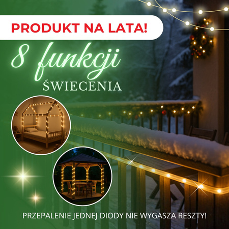 Wąż świetlny 480 Led biały ciepły 20m z programatorem IP44