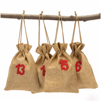Woreczki z numerami, dekoracja adwentowa do kalendarza świątecznego 24 szt.