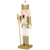Dziadek do orzechów 38 cm z berłem, drewniany żołnierzyk złoty, figurka świąteczna