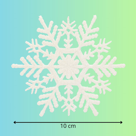 Zawieszki na choinkę śnieżynki 12 szt. ozdoba świąteczna 10,5 cm biały brokat