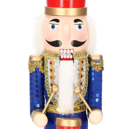 Dziadek do orzechów 51 cm drewniany żołnierzyk niebieski, figurka świąteczna