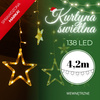 Kurtyna świetlna 138 Led girlanda gwiazdki, lampki wewnętrzne sople ciepły biały