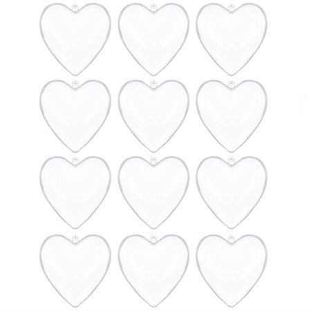Bombki akrylowe 12cm serce plastikowe decoupage zestaw 12 szt.