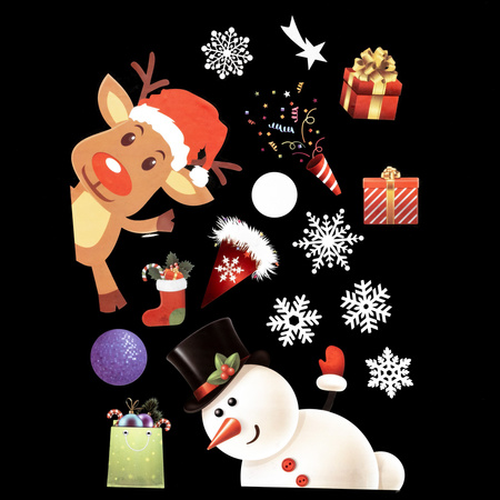 Naklejki świąteczne, dekoracje na okno 30 szt. ozdoby okienne, samoprzylepne, białe, multikolor