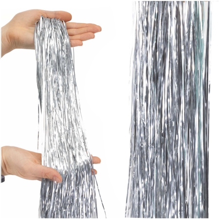 Dekoracja świąteczna Włosy Anielskie 100 cm ozdoba na choinkę, srebrne