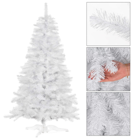 Choinka sztuczna jodła ze stojakiem 220 cm drzewko świąteczne, nowoczesna biała