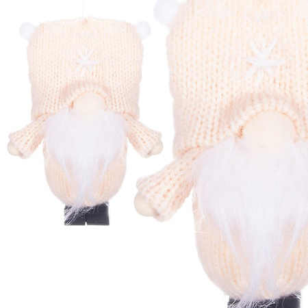 Skrzat 8cm ozdoba świąteczna, krasnal świąteczny, gnom kremowy