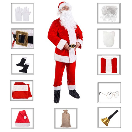 Strój św. Mikołaja zestaw 11 elementowy przebranie świąteczne