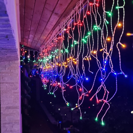 Kurtyna świetlna z pilotem 1500 led girlanda, lampki wewnętrzno-zewnętrzne sople multikolor