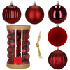 Bombki choinkowe 36 szt. komplet ozdób świątecznych zawieszki nietłukące, czerwone