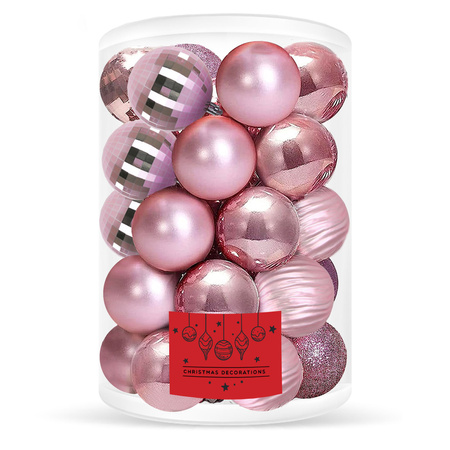 Bombki choinkowe 30 szt. różowy 8cm zestaw choinkowy