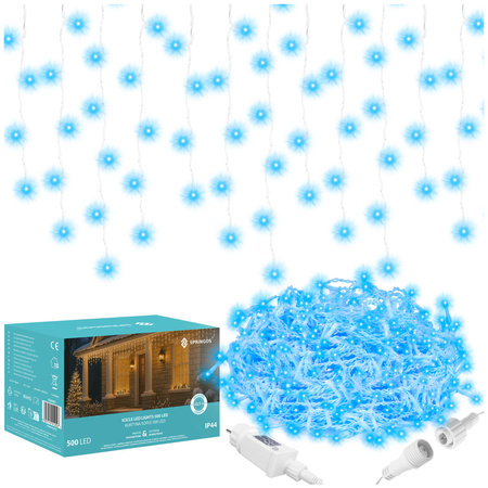 Kurtyna świetlna 1500 led girlanda, lampki wewnętrzno-zewnętrzne sople niebieski