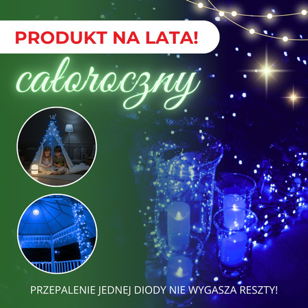 Lampki choinkowe 500 Led niebieski 41,5 m oświetlenie świąteczne IP44