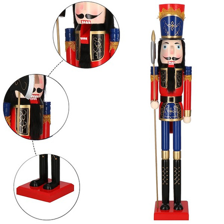 Dziadek do orzechów 120 cm drewniany żołnierzyk z toporem, figurka świąteczna