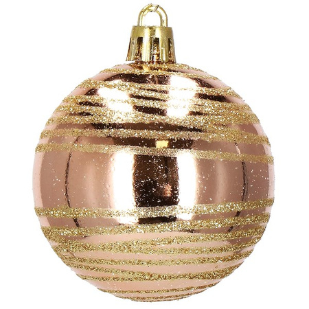 Bombki choinkowe rose gold 24 szt. różowy 6cm zestaw choinkowy
