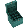 Kuferek, szkatułka na biżuterię 12x12x12 cm zielony welurowy organizer z przegródkami