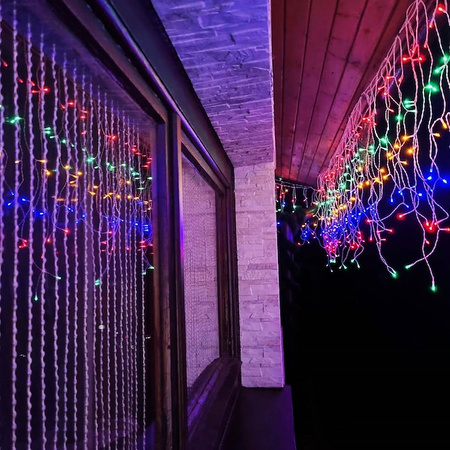 Kurtyna świetlna 300 led girlanda, lampki wewnętrzno-zewnętrzne sople multikolor