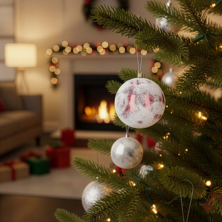 Czerwone bombki choinkowe 11 cm 12 szt. zestaw ozdoby świąteczne zdobione