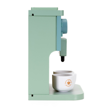 Ekspres do kawy z filiżankami, mała kawiarenka, zestaw dla baristy, drewniany 8 el. multikolor