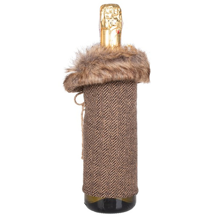 Pokrowiec na butelkę, świąteczny ubranko, sweterek z guzikami na wino