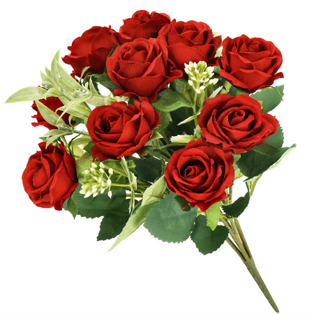 Bukiet sztucznych róż 10 kwiatów dekoracyjne czerwone