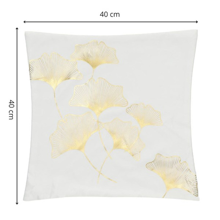 Poszewka dekoracyjna 40x40cm na poduszkę wzorzysta w złote liście