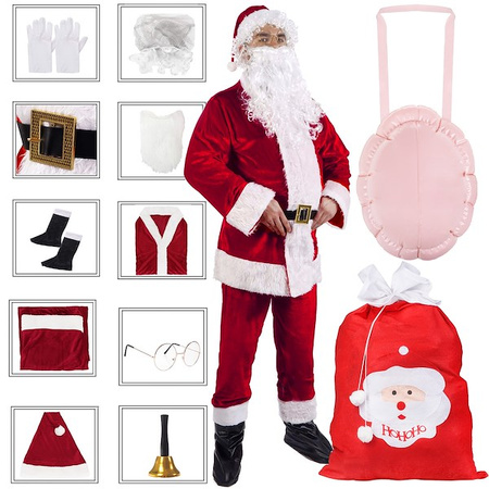 Strój św. Mikołaja 12 elementów, kostium przebranie czerwone