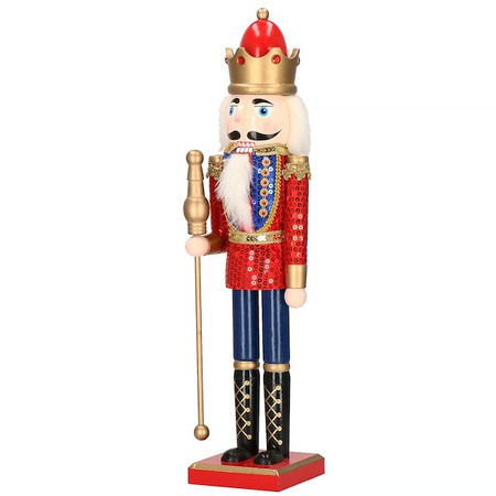 Dziadek do orzechów 50 cm drewniany żołnierzyk z berłem multikolor, figurka świąteczna