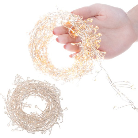 Lampki choinkowe 100 LED sople na baterie białe ciepłe