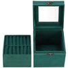 Kufer, szkatułka na biżuterię 12x12x12 cm zielony z przegródkami i lusterkiem welurowy