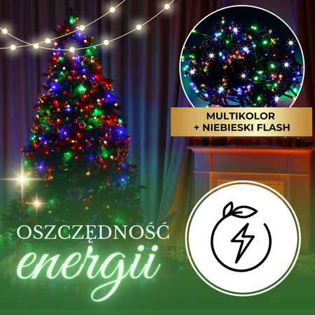 Lampki choinkowe 500 led multikolor + flash 41,5 m oświetlenie świąteczne zewnętrzne IP44