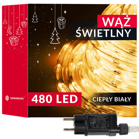 Wąż świetlny 480 Led biały ciepły 21,5 m z programatorem IP44