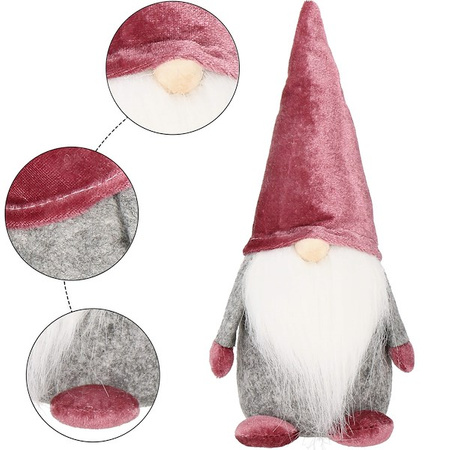 Skrzat 27 cm ozdoba świąteczna, welurowy krasnal świąteczny, gnom