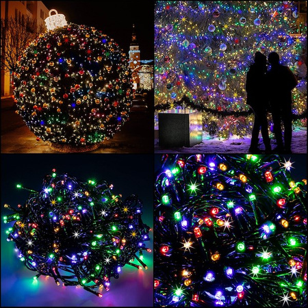 Lampki choinkowe 500 led multikolor + flash 25m oświetlenie świąteczne IP44