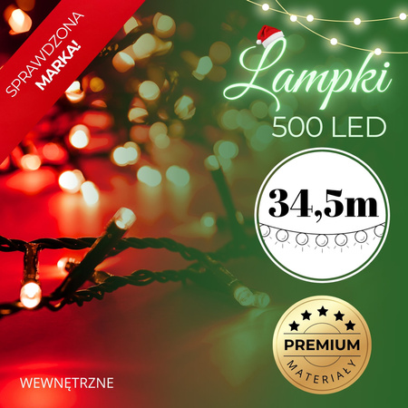 Lampki choinkowe 500 Led czerwony 34,5 m oświetlenie świąteczne