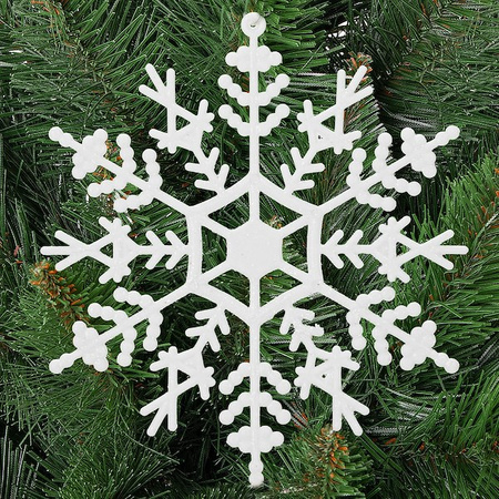Zawieszka choinkowa 12 szt. śnieżynka 12 cm świąteczna ozdoba biały brokat