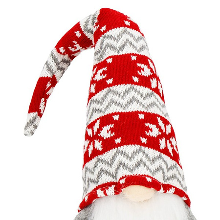 Skrzat 50 cm ozdoba świąteczna, krasnal świąteczny, gnom czerwono-szary