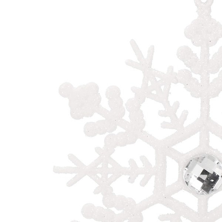 Zawieszka choinkowa 2 szt. śnieżynka 12 cm świąteczna ozdoba biała brokat